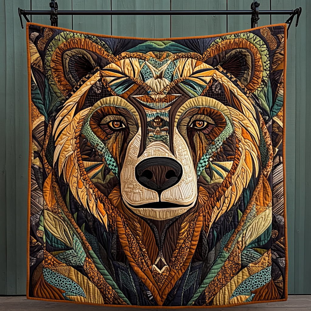 Wild Heart Bear Quilted Blanket - Throw (55" x 60")