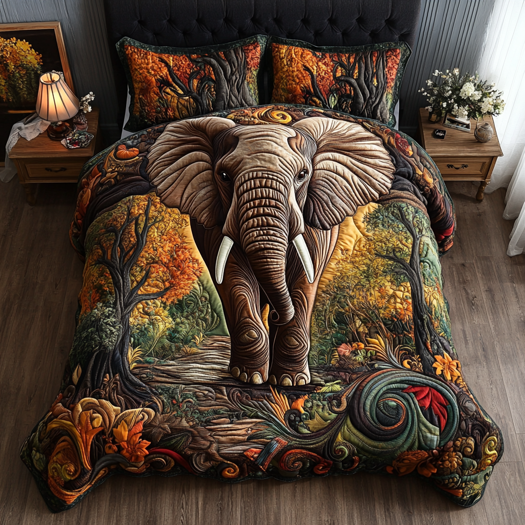 Wild Majesty 3-Piece Quilted Bedding Set - Single (59" x 70")