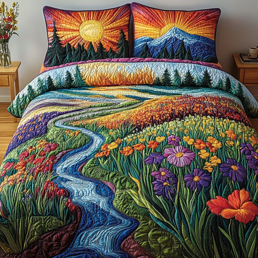 Wildflower Trail 3-Piece Quilted Bedding Set - Single (59" x 70")