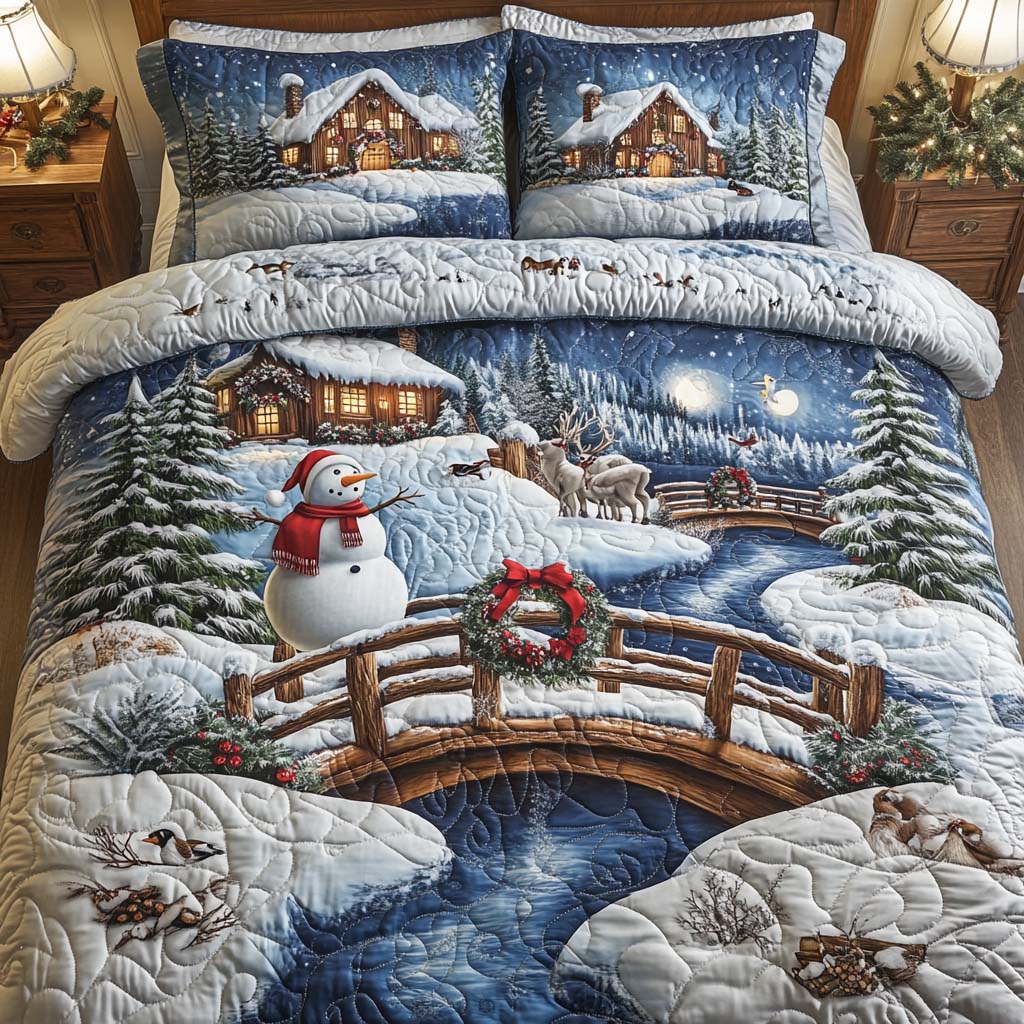 Winter Bridge 3-Piece Quilted Bedding Set - Single (59" x 70")