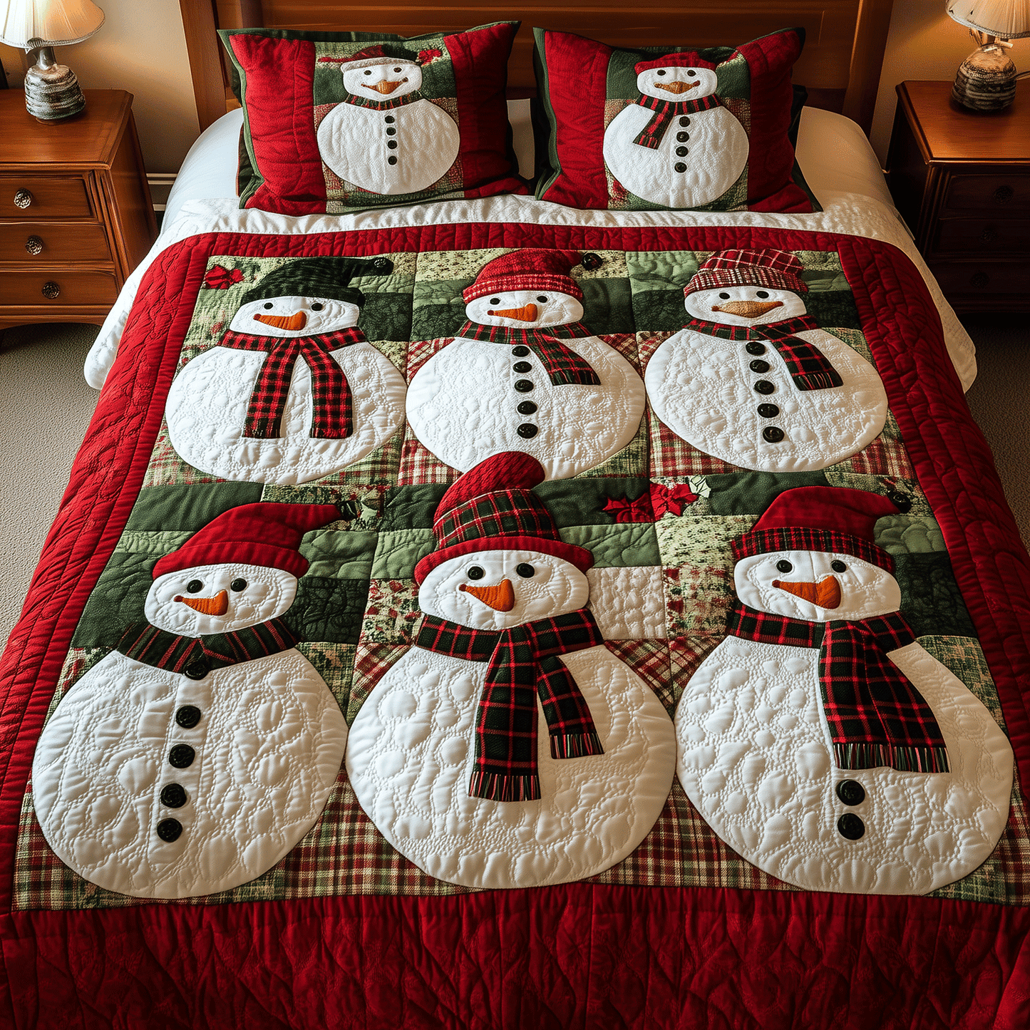 Winter Snowman Joy 3-Piece Quilted Bedding Set - Single (59" x 70")
