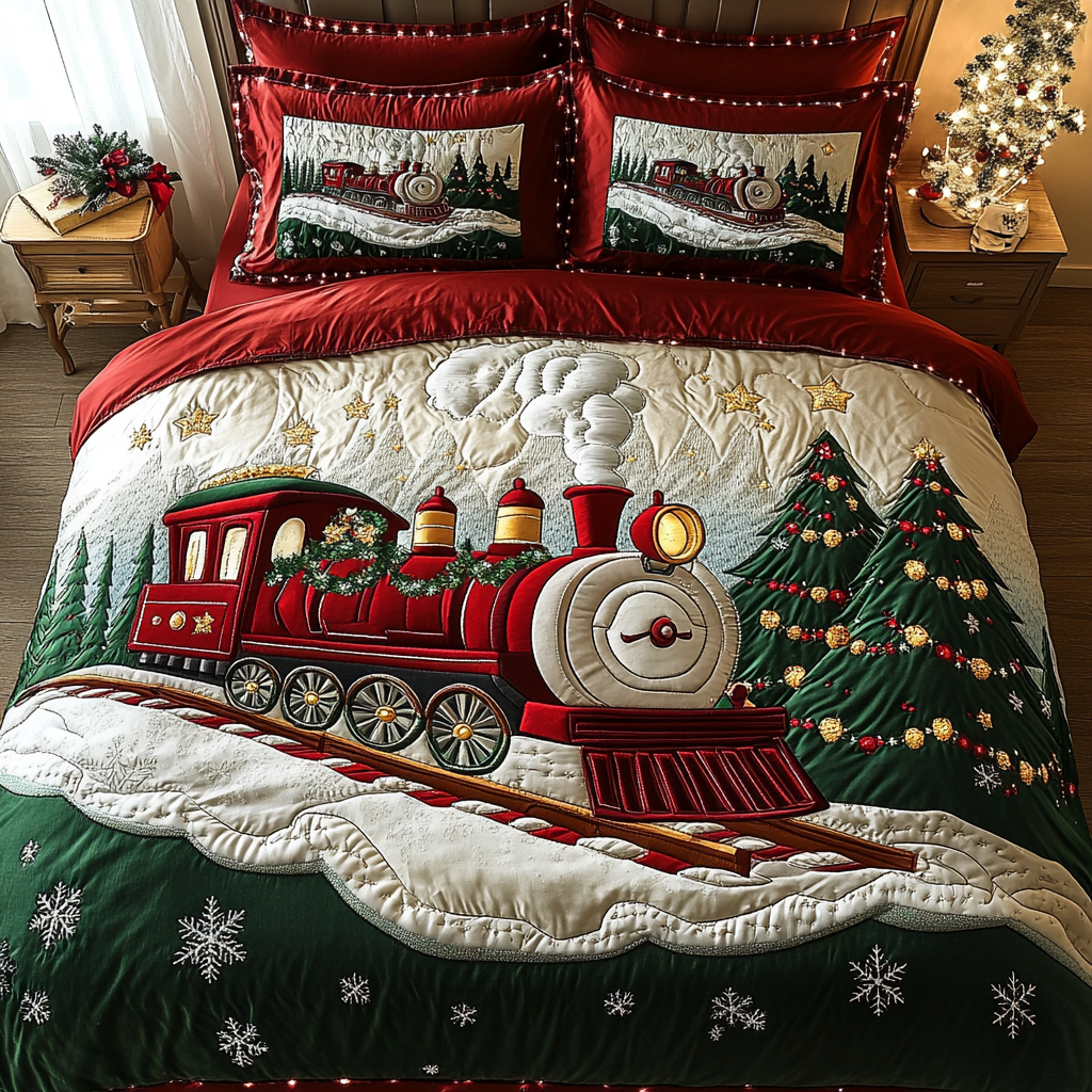 Winter Wonderland Express 3-Piece Quilted Bedding Set - Single (59" x 70")