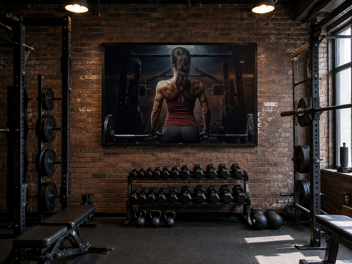 Female Gym Wall Art - Motivational Fitness Canvas | Strong Woman Artwork Print