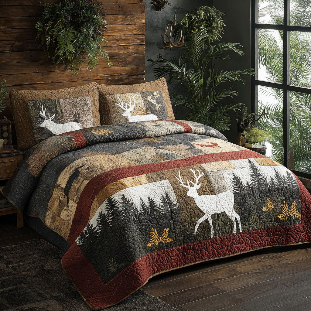 Woodland Trails 3-Piece Quilted Bedding Set - Single (59" x 70")