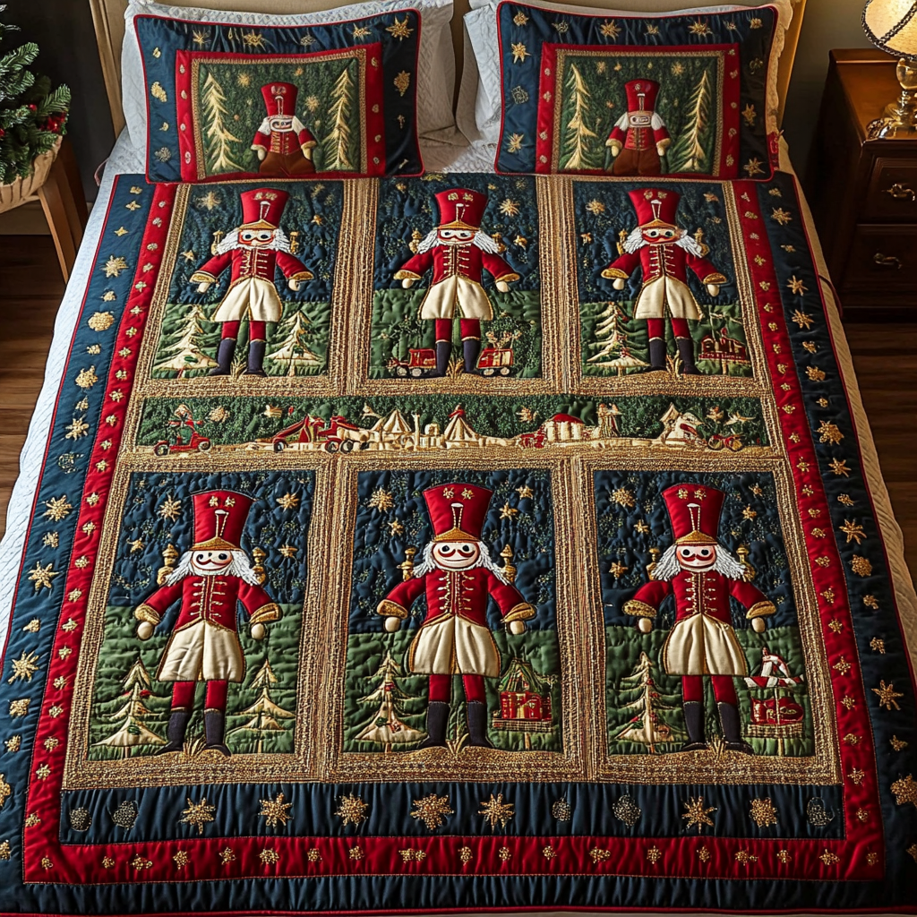 Yuletide Watch 3-Piece Quilted Bedding Set - Single (59" x 70")