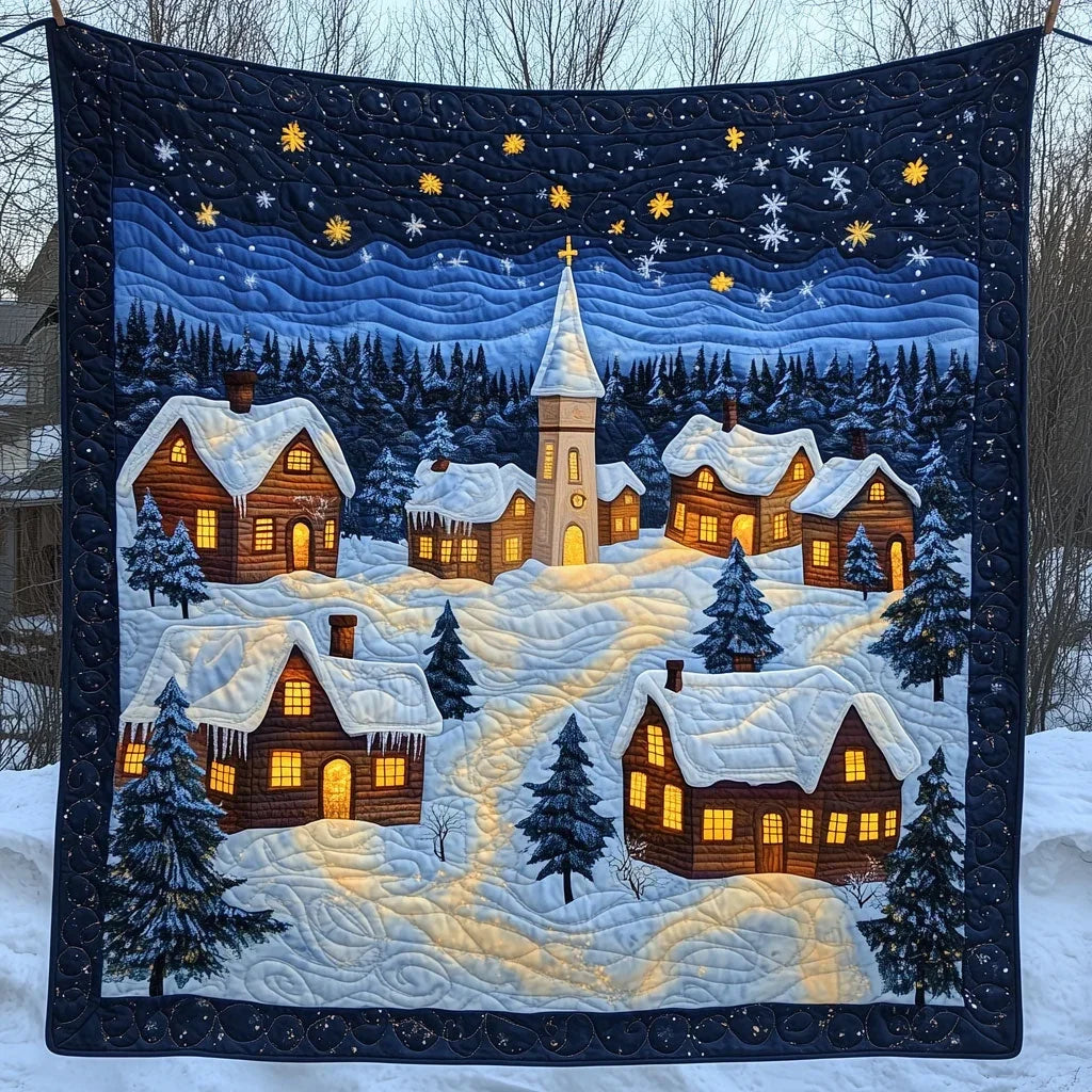 A Small Christmas Village Quilt Blanket