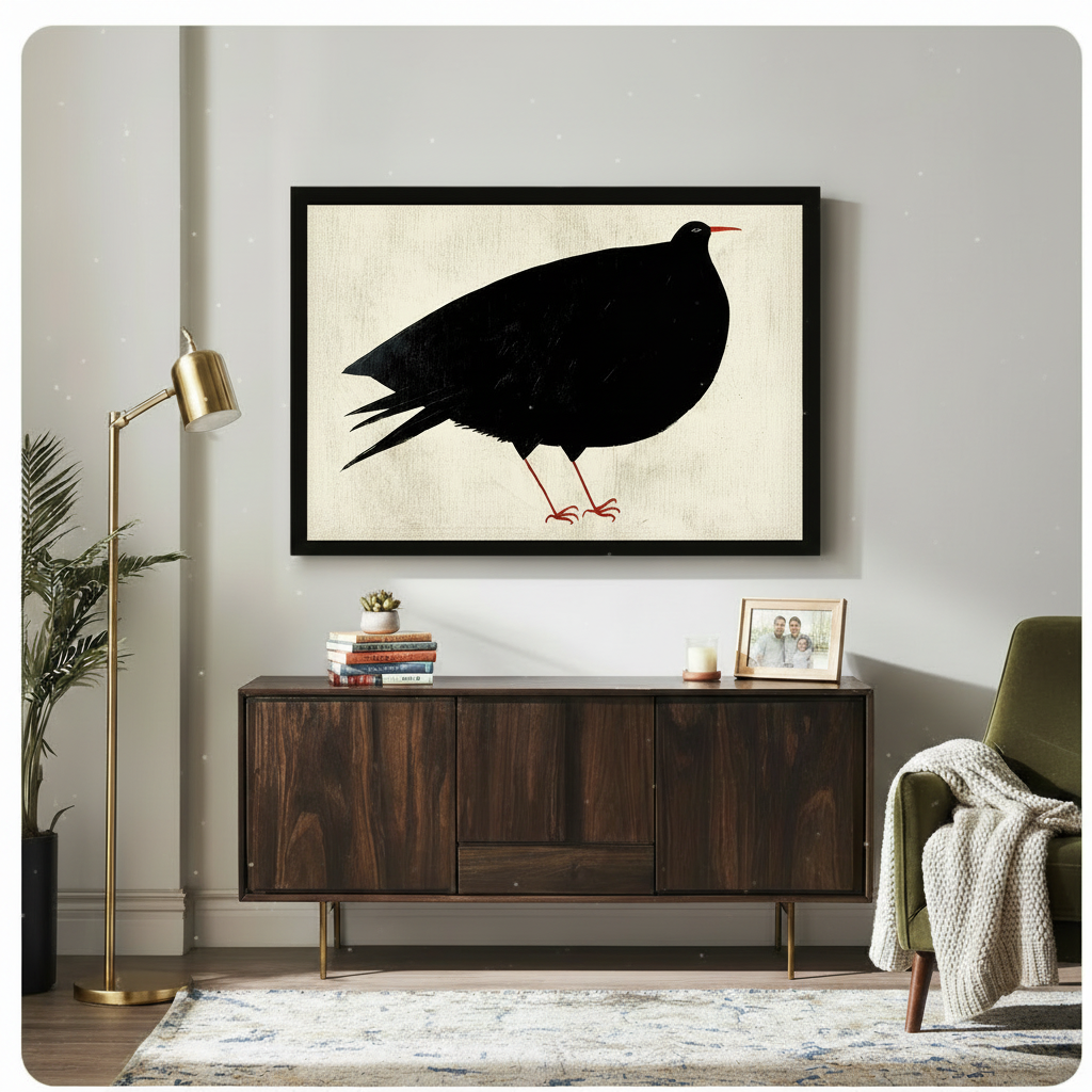 Minimalist Black Bird Canvas Wall Art