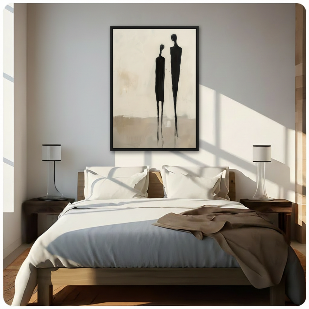 Abstract Couple Silhouette Minimalist Canvas Wall Art