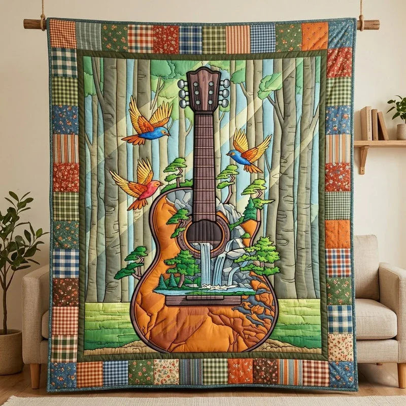 Acoustic Forest Quilt Blanket - Quilted Blanket by Wild and Way