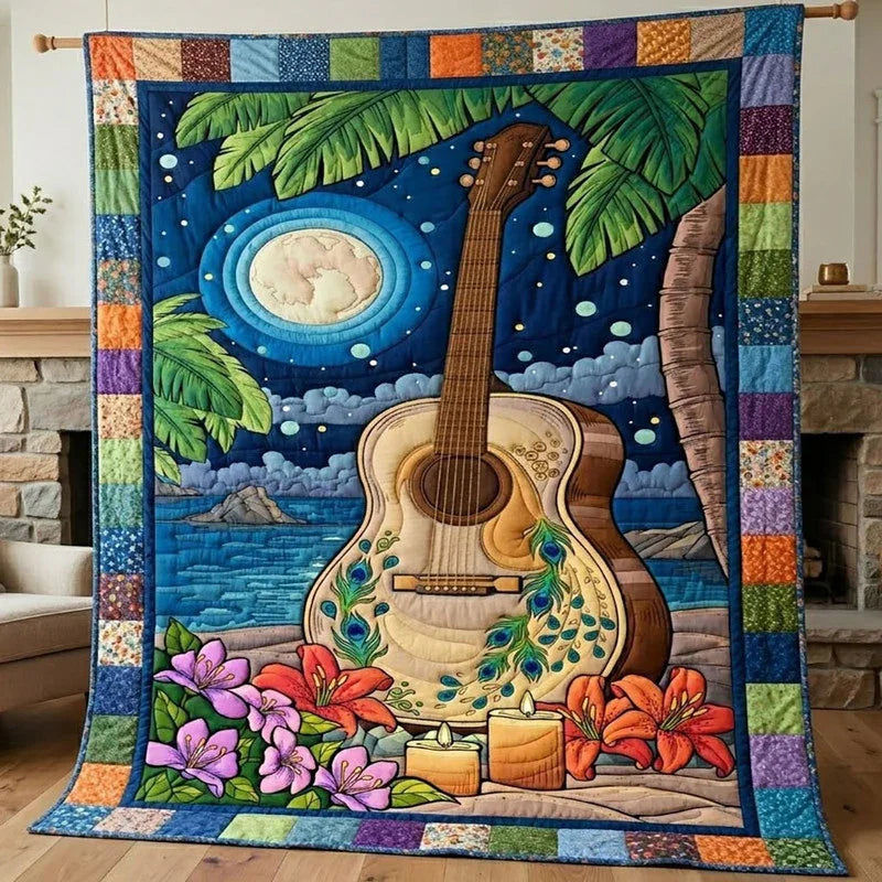 Acoustic Tide Quilt Blanket - Quilted Blanket by Wild and Way