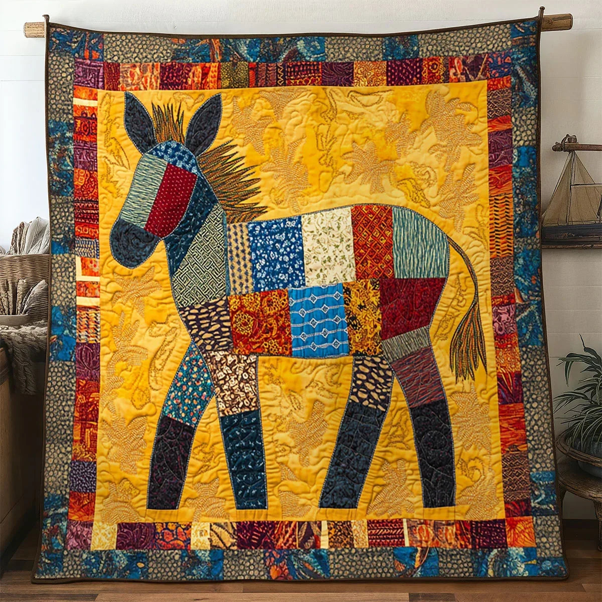 African Dream Donkey Quilt Blanket