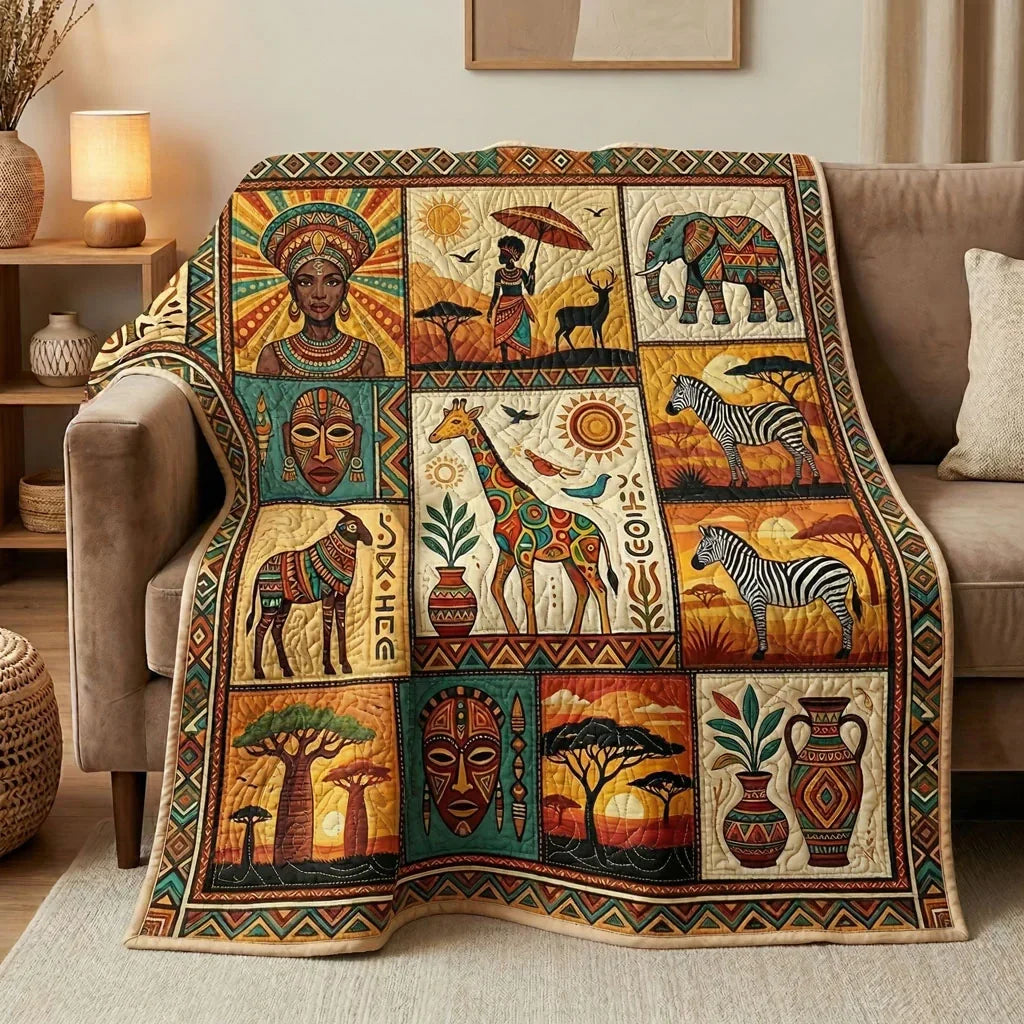 African Heritage Patchwork Quilt Blanket