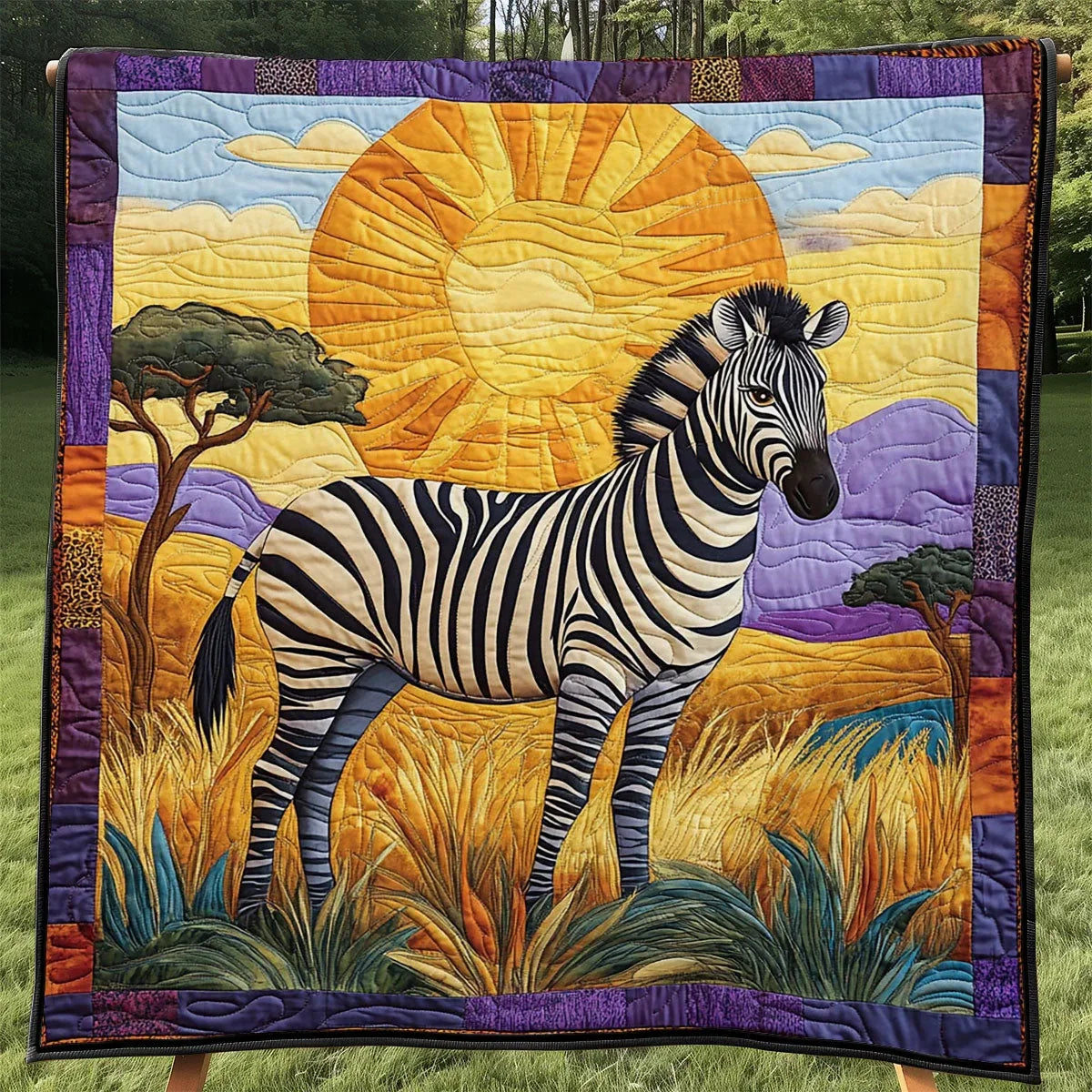 African Savannah Zebra Quilt Blanket