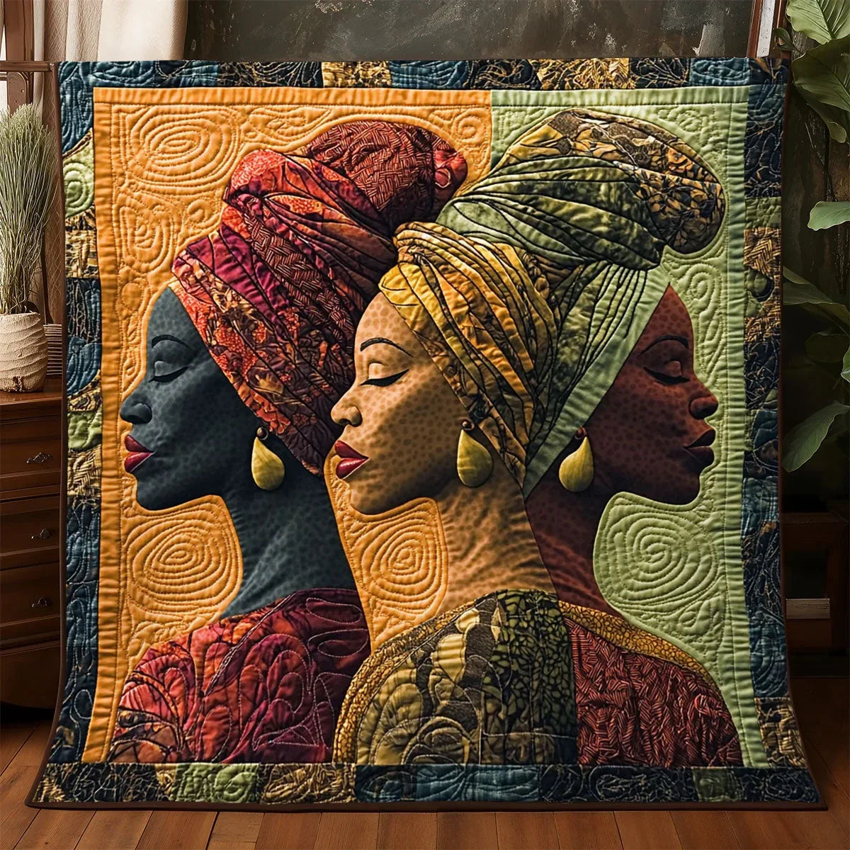 African Woman Quilt Blanket