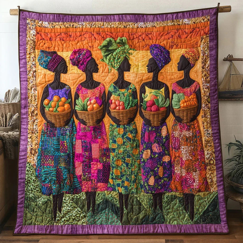 African Women Village Quilt Blanket