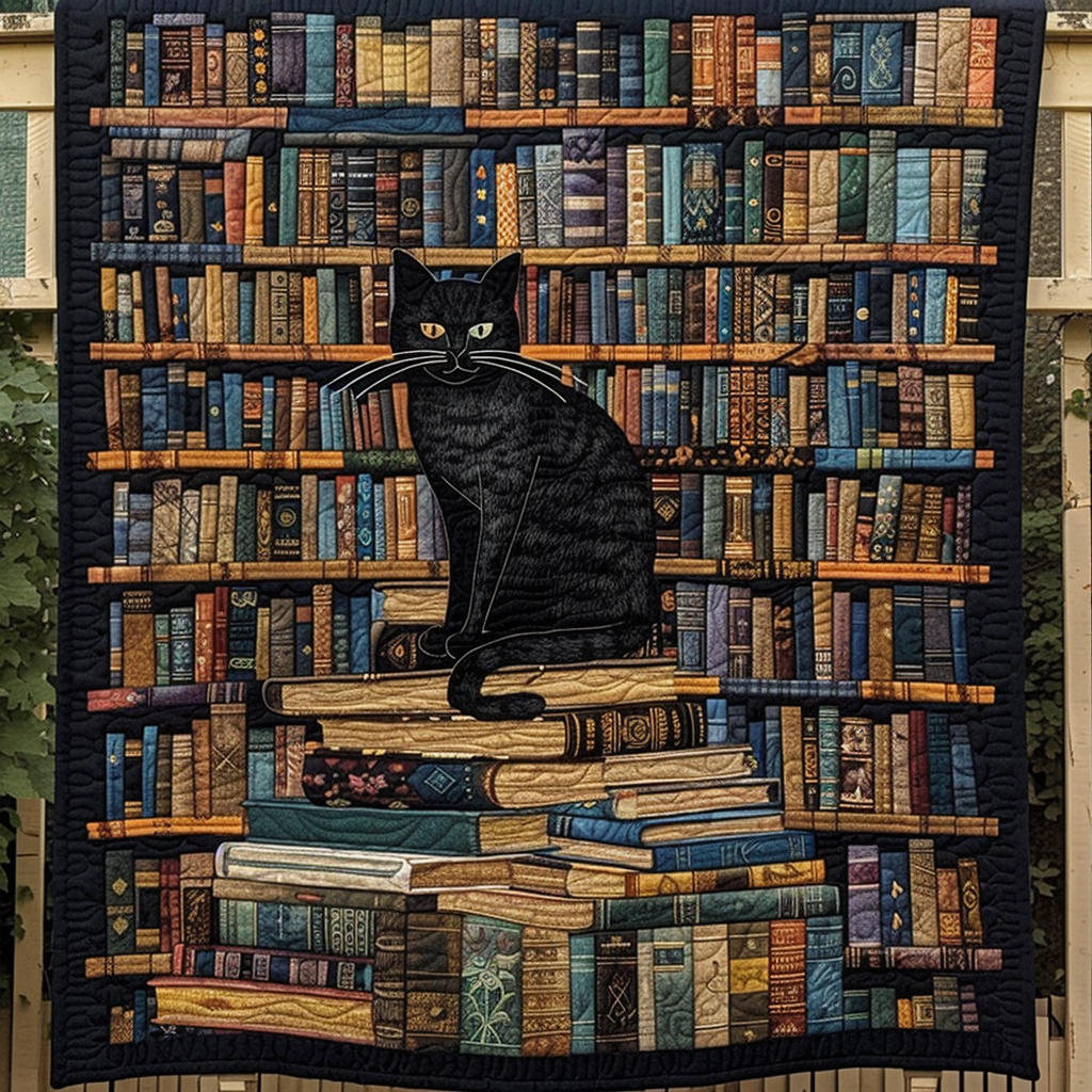 Whiskered Wisdom Quilted Blanket - Throw (55" x 60")