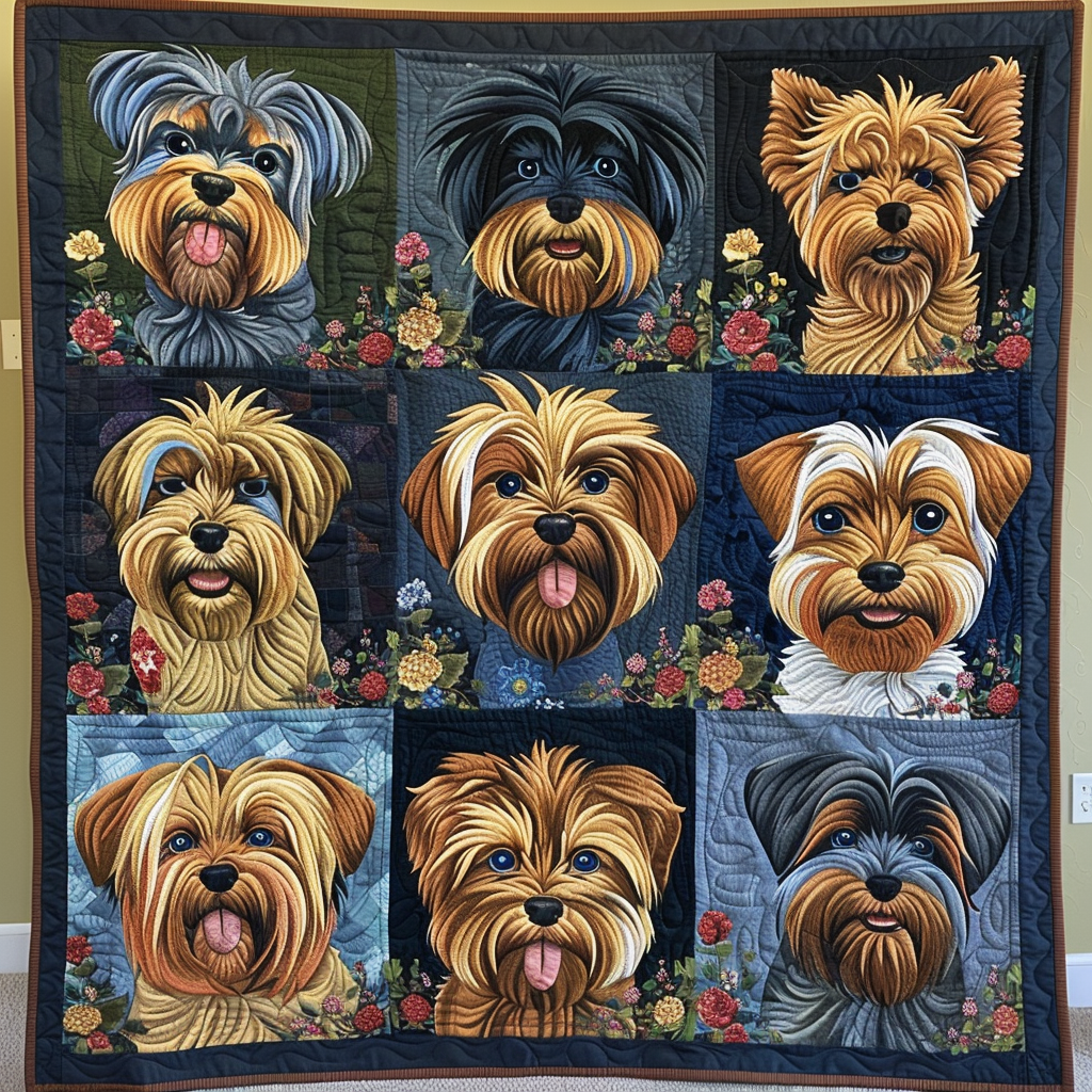 Yorkie Wonder Quilted Blanket - Throw (55" x 60")