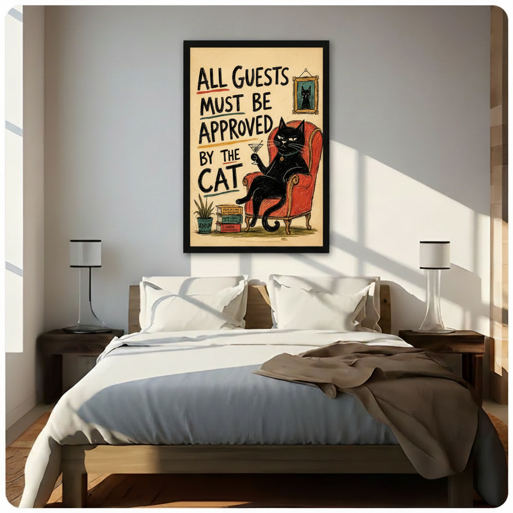 All Guests Approved By Cat Funny Canvas Art Wall Art