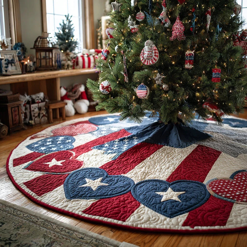 American Spirit Christmas Quilted Tree Skirt