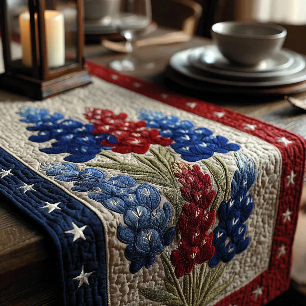 Americana Bluebonnet Pride Quilted Table Runner