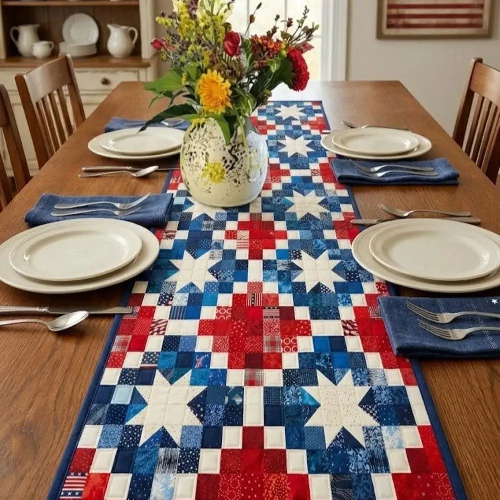 Americana Mosaic Quilted Table Runner