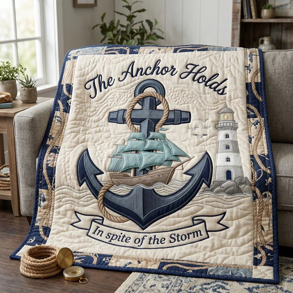 Anchor Of Hope Nautical Quilt Blanket
