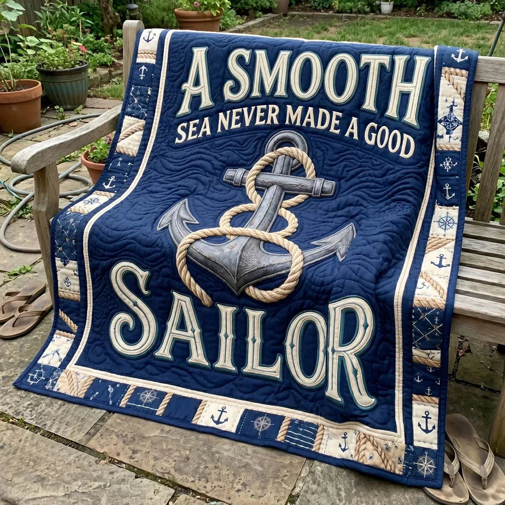 Anchor Strength Sailor Quilt Blanket