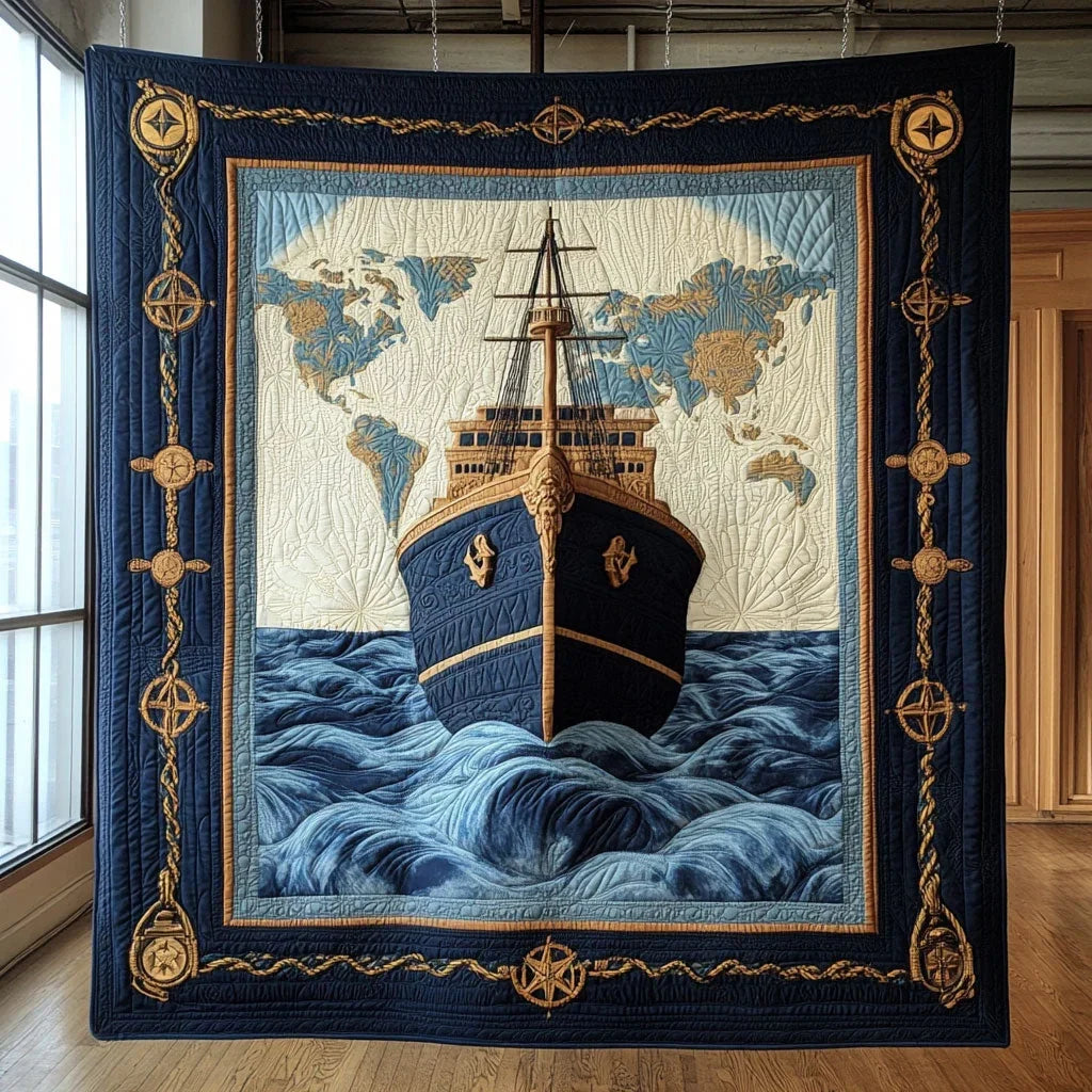 Anchored Horizons Quilt Blanket