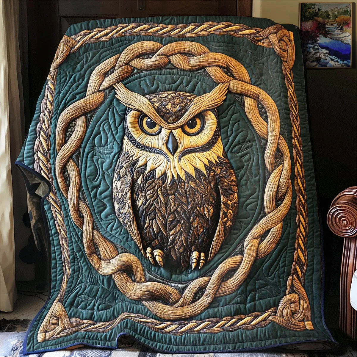 Ancient Owl Quilt Blanket