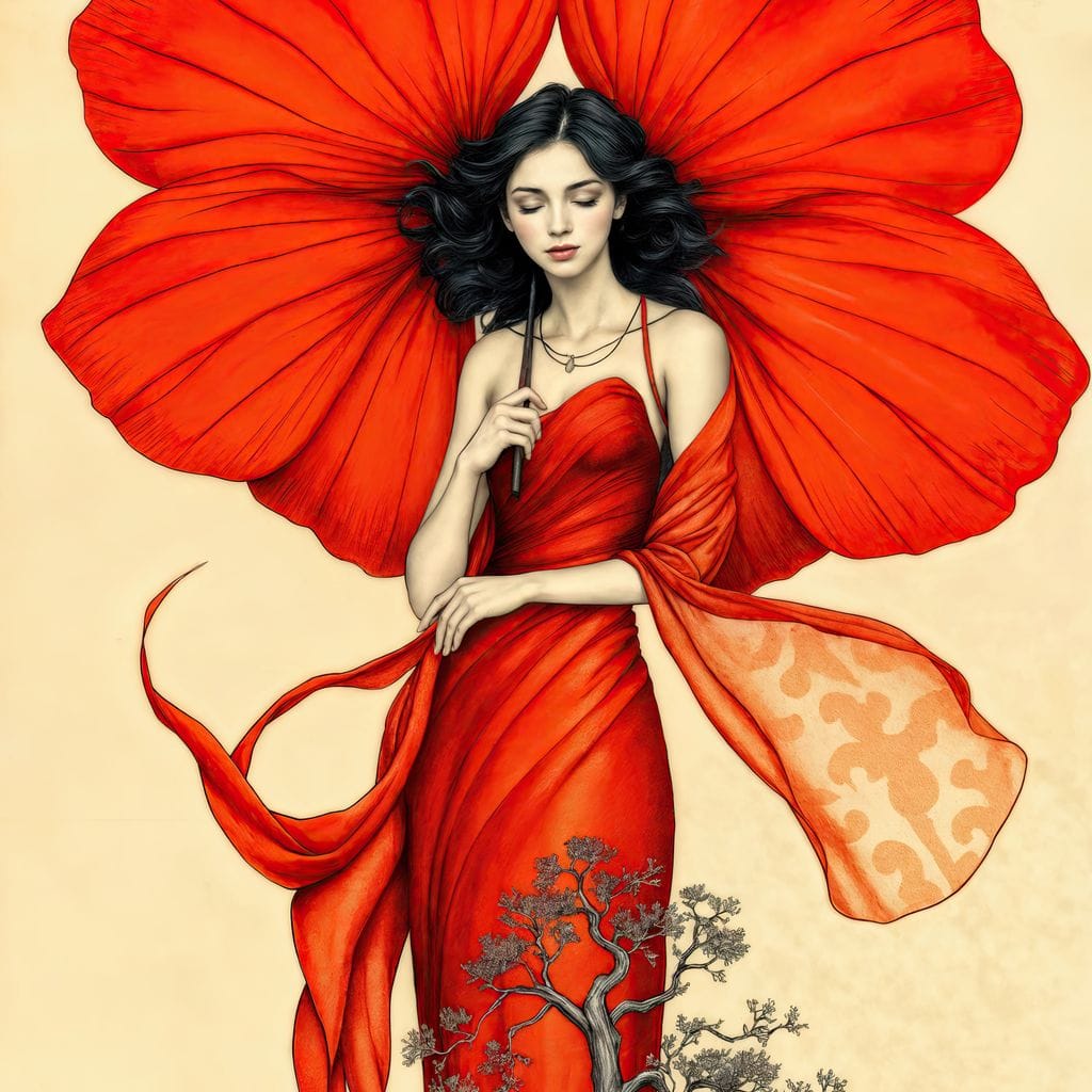 Rooted in Scarlet Canvas Wall Art