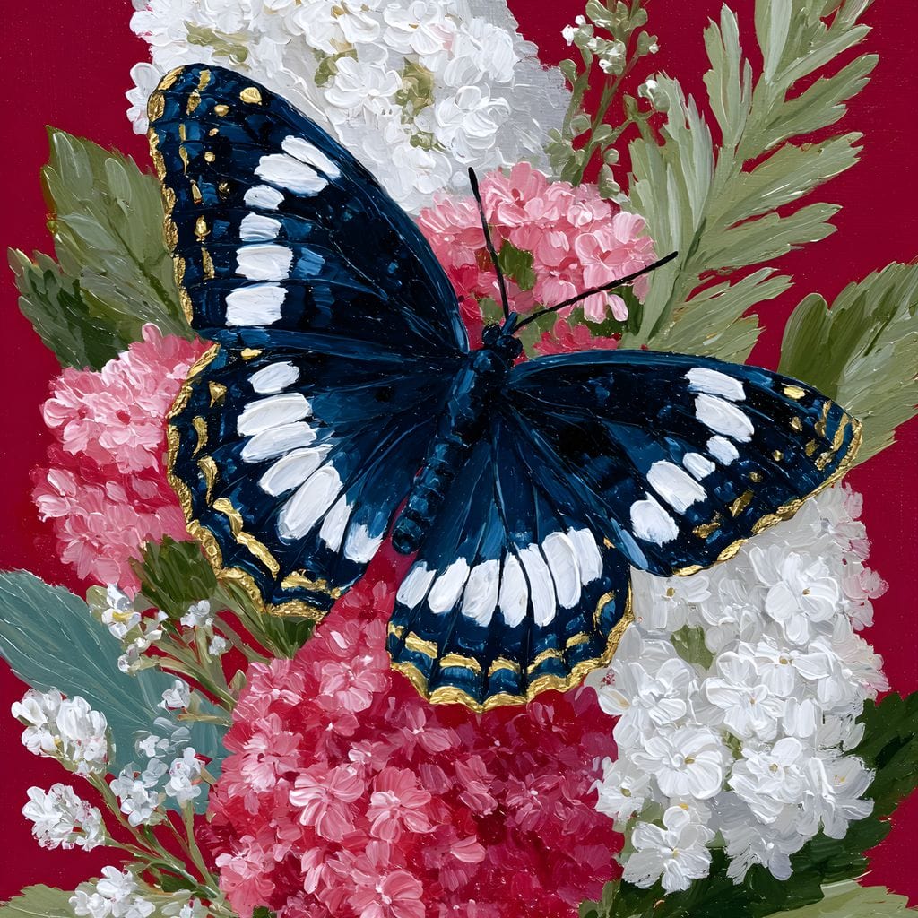 Midnight Butterfly Garden Bouquet Canvas Wall Art