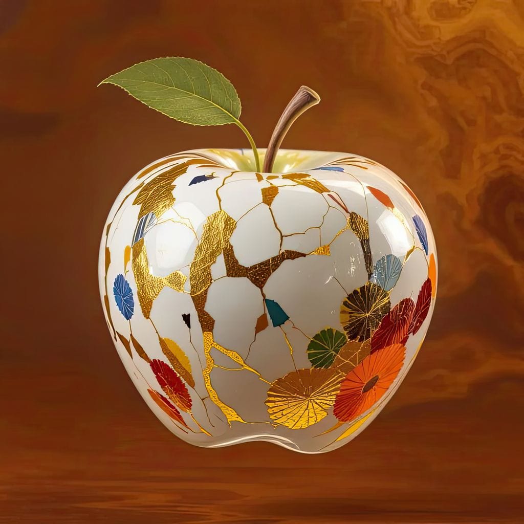 The Kintsugi Apple Canvas Wall Art