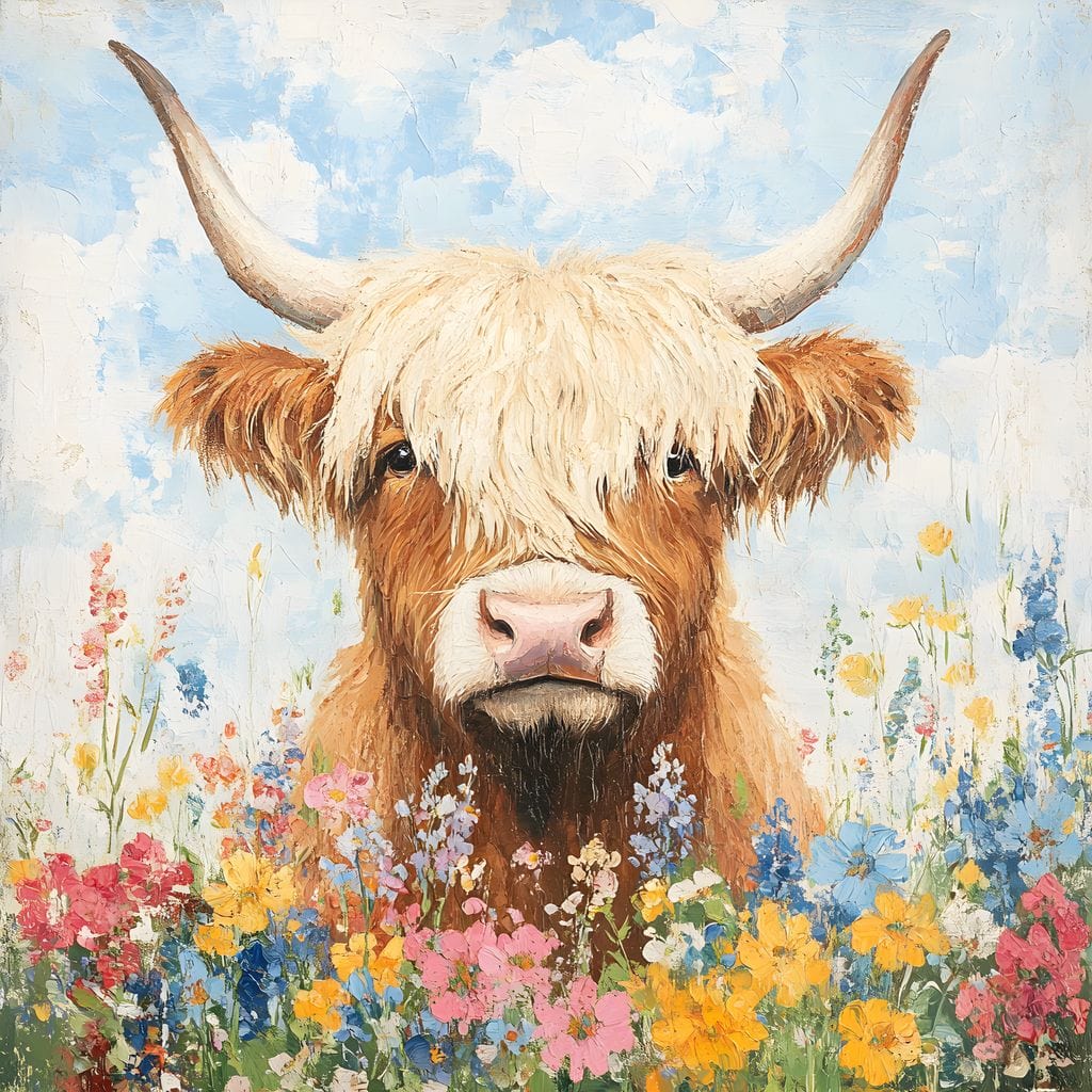 Highland Bloom Encounter Canvas Wall Art