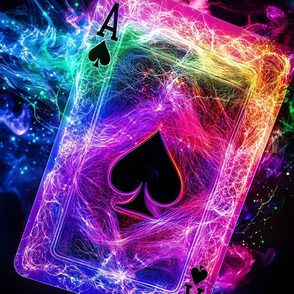 Ace of Spades Neon Burst Canvas Wall Art