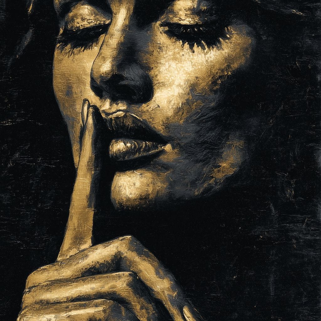 Golden Silence Portrait Muse Canvas Wall Art