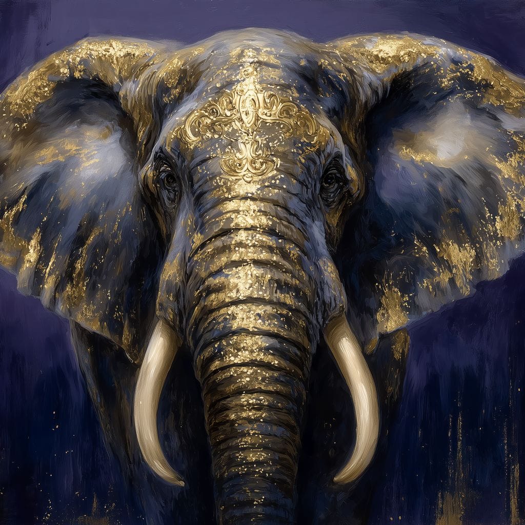 Regal Gold Elephant Majesty Canvas Wall Art