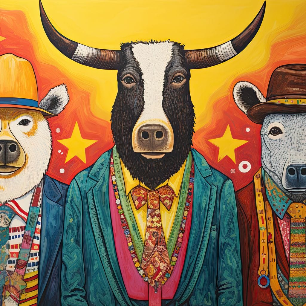 Dapper Wild Trio of Animals Canvas Wall Art