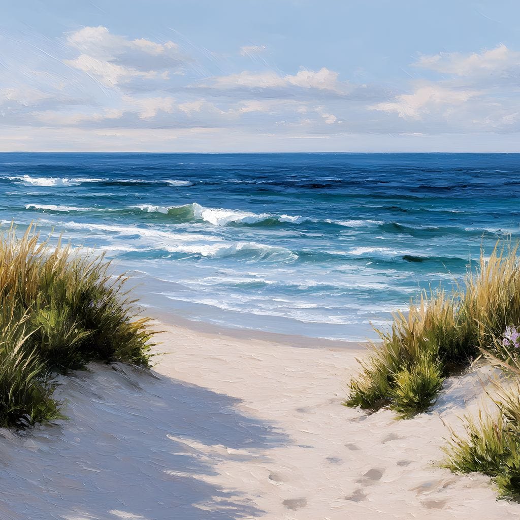 Waves Beyond the Dune Pathway Canvas Wall Art