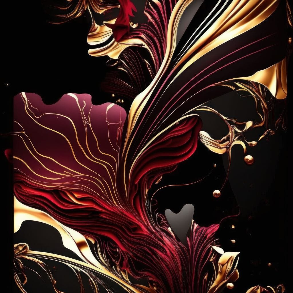 The Marble-Lux Collection: Dark Red & Vibrant Gold 02 Canvas Wall Art
