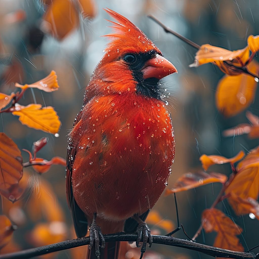Autumn Cardinal's Perch Canvas Wall Art