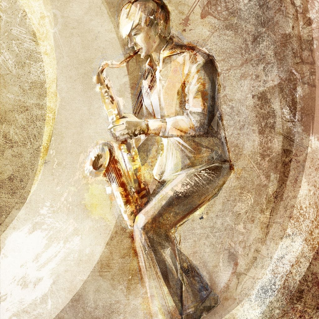 Playing the Saxophone Canvas Wall Art