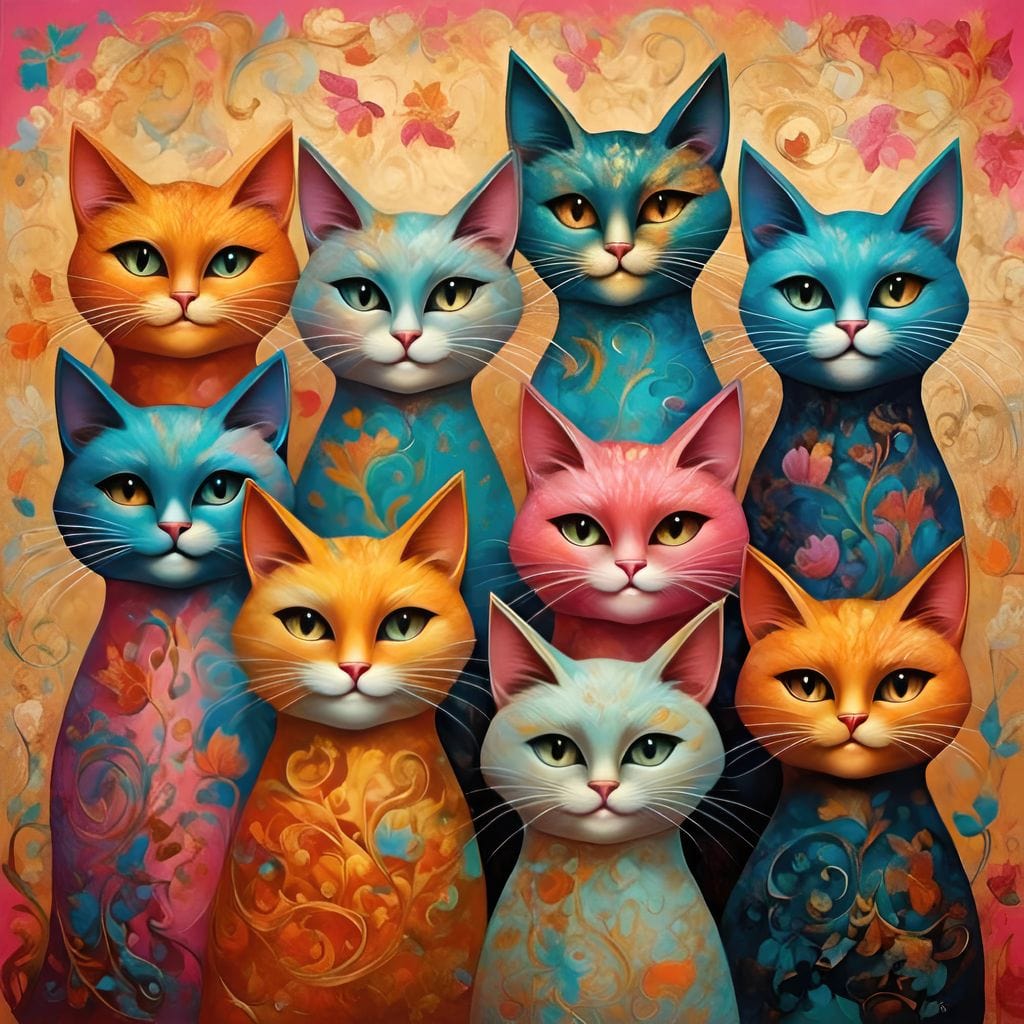 Cat Kaleidoscope Canvas Wall Art