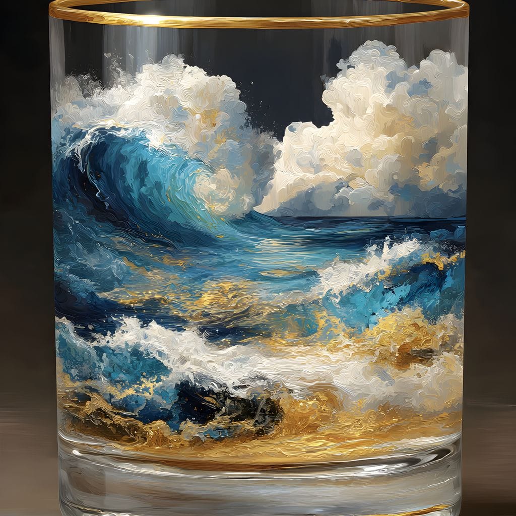 Ocean Storm Tumbler Gold Rim Canvas Wall Art