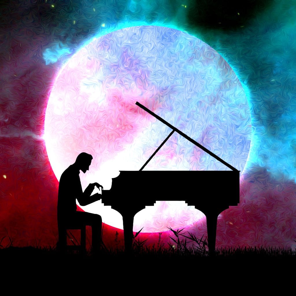 Space Pianist Canvas Wall Art
