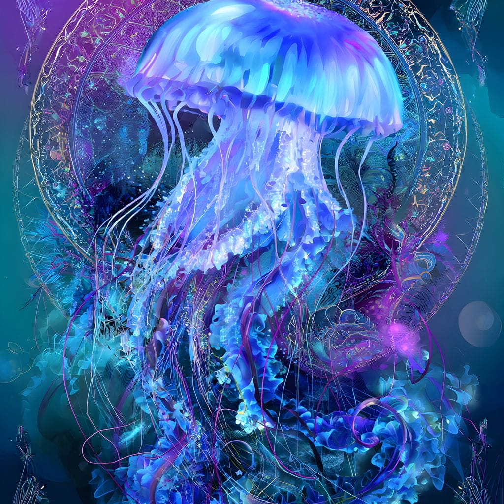 Glowing Jellyfish Ocean Ballet Canvas Wall Art