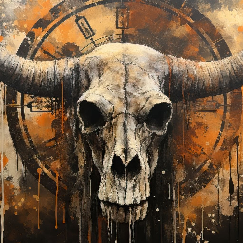 Bull Skull in the Gothic Twilight Canvas Wall Art