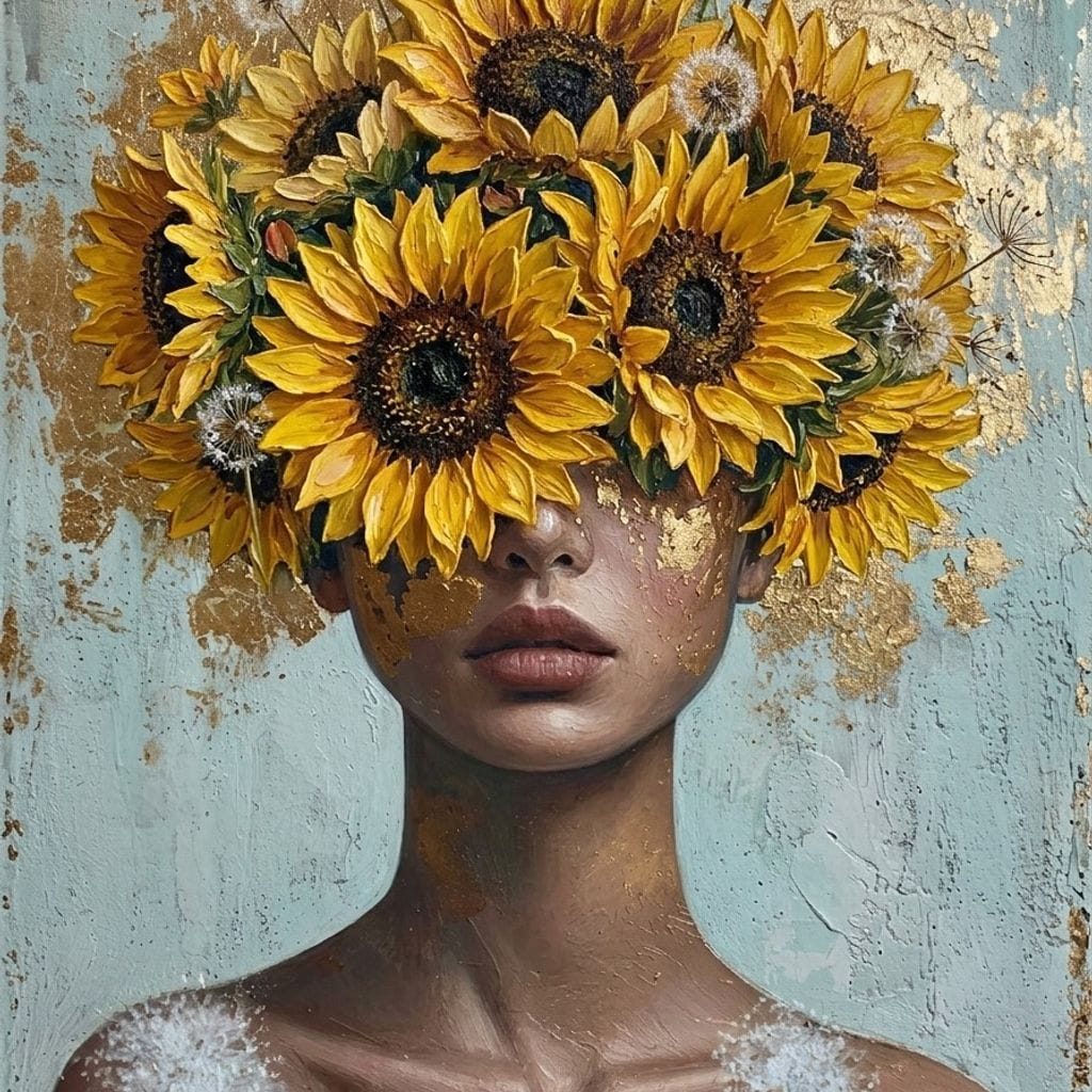 Sunflower Head Spring Portrait Canvas Wall Art