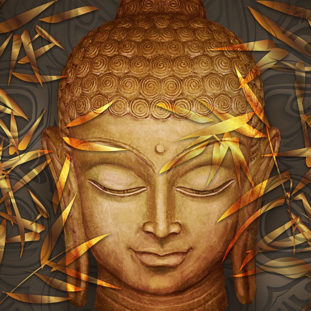Smiling Golden Buddha Canvas Wall Art