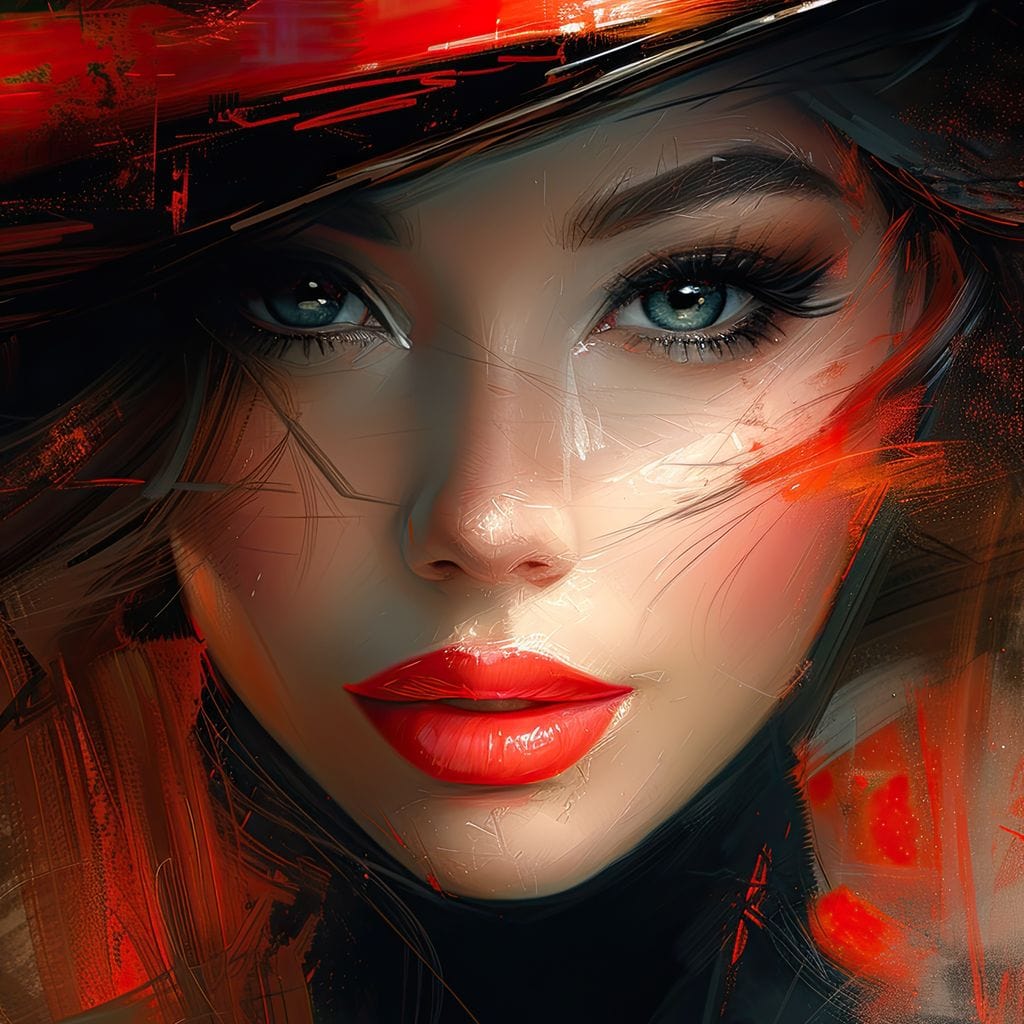 Siren in Rouge Overture Canvas Wall Art