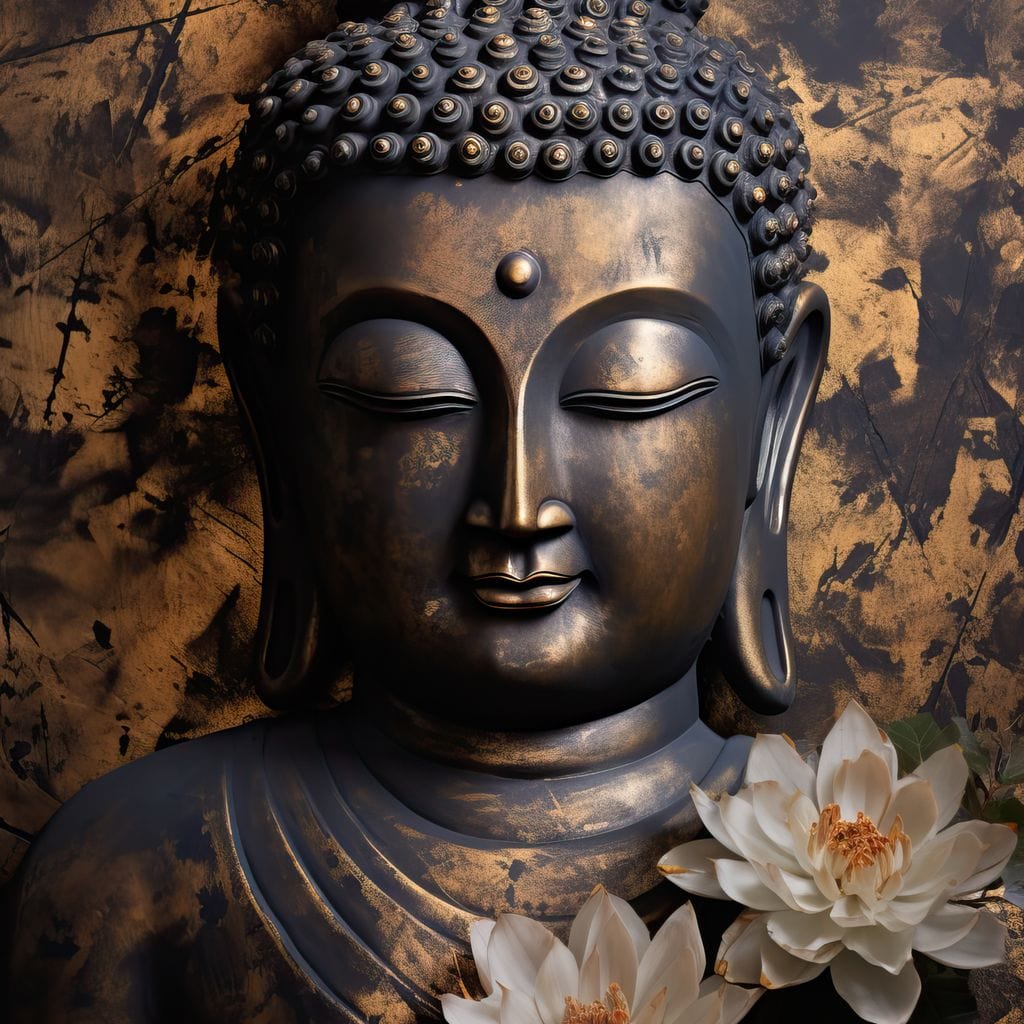 Buddha's Bronze Serenity Canvas Wall Art
